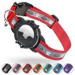 Reflective AirTag Cat Collar, Integrated Cat Tracker Collar with Air Tag Holder and Bell, Safety Elastic Band Cat GPS Collars for Girl Boy Cats, Kittens and Puppies (Red, S)