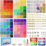 Dazhqp 20000 Clay Beads Bracelet Making Kit, 96 Colours 5 Boxes Flat Polymer Heishi Beads Set for Friendship Jewellery Necklace Earring Making Kit, with Charm Crafts Gifts for Teen Girls Kids Adults