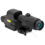 558+G33 Sight, 558 Green/Red Dot Holographic Sight Scope + G33 Magnifying Glass, Quick Release Holographic Rollover Multiplier, for 20mm Rail Mount (Black)