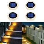 YiLaie Solar Decking Lights, 24H Working 1000mAh Solar Step Ground Lights-4LED, IP68 Waterproof Solar Lights Outdoor Garden for Driveway Walkway Pathway Yard Stair Fence Decoration [Warm White]