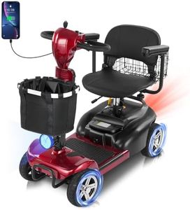 15/30 Miles 4 Wheels Mobility Scooter for Seniors/Adults Up to 300LBS,350W Electric Wheelchair Detachable Battery,Dual Baskets,Rotating Seat,USB Charging Red 15AH
