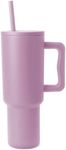 LINZOM 40 oz Tumbler with Handle and Straw Lid, Insulated Reusable Stainless Steel Water Bottle Travel Mug Cupholder Use, Gifts for Women Men Him Her, Purple