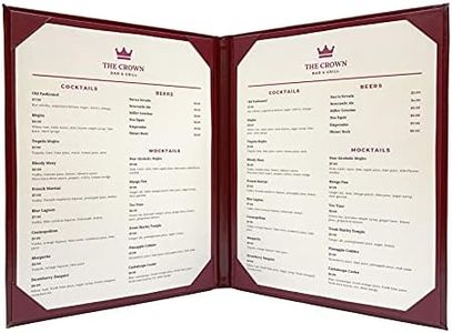 5 Pack of Goodsmart Columbia Casebound Menu Covers with Interior Album Corner Pages (Burgundy, 2 View - 8.5" x 11")