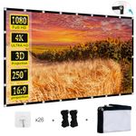 Projector Screen 250 inch, XINLEMY Large 4K HD 16:9 Foldable Portable Projection Cinema Screen Washable Double-sided Video Projector Screen Suitable for Backyard Partying