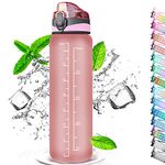 Auckpure Sports Water Bottle 1 Litre, Time Markings and With Straws Bottles, Water Bottle Opens With 1-Click, Suitable for Fitness, Outdoor, Camping, Yoga, Cycling and Drinking Bottles