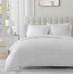 White Queen Duvet Cover Set - 1 Duvet Cover with 2 Pillow Shams - 3 Pieces Comforter Cover with Zipper Closure - Ultra Soft Brushed Microfiber, 90 X 90 Inches (Queen, White)