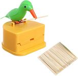 Orrda Plastic Bird Toothpick Dispenser | Toothpick Storage Box | Toothpick Holder | Bird Design Toothpick Keeper Automatic Pressing Smart Press & Get Toothpick Dispenser (Yellow & Green)