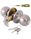 Entry Door Knobs with Lock and Keys, Exterior/Interior Door knob for Bedroom or Bathroom,Satin Nickel Door Handle Lock by Lanwandeng