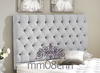 mm08enn Colchester Wall Mounted 36" Tall Headboard in Crushed Velvet Fabric Silver,Black,Cream,Champagne,White (Silver, 4ft6 Double)