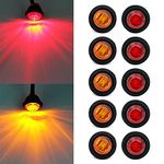 " Purishion 10x 3/4"" Round LED Clearence Light Front Rear Side Marker Indicators Light for Truck Car Bus Trailer Van Caravan Boat, Taillight Brake Stop Lamp 12V (5 Amber+5 Red)