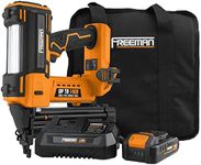 Freeman PE20VBR50 20 Volt Cordless 18-Gauge 2" Brad Nailer Kit with Lithium Ion Battery, Charger, Bag, and Nails (500 Count) – 1400 Shots per Charge