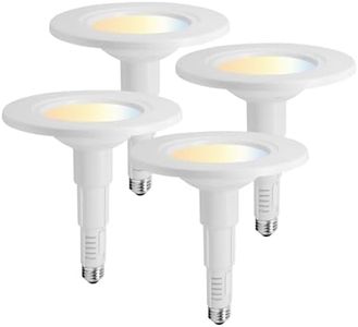 Jolux 5/6 Inch 5CCT Retrofit LED Recessed Lighting 4 Pack, Adjustable 5CCT 2700K-5000K, LED Replacement Can Lights,Dimmable,12=60W, E26 Base, Flat Trim,Easy Retrofit Downlight Installation.