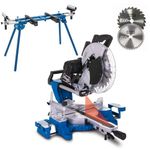 Scheppach HM140L 12" Sliding Mitre Saw & UMF2000 Tool Stand, 305mm Blade, 2000W, 330mm Cross Cut, 45° Bevel, 2 TCT Blades 24T/48T, Wood DIY Workshop