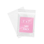 500 Pcs- 5" x 7", 2 Mil Reclosable Plastic Zip Poly Bags- Clear Resealable Sealing Storage Ziplock Bag for Photo, Jewelry, Bakery, Treats, Party Favors