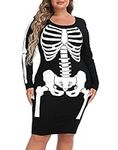 HDE Plus Size Skeleton Dress Hallow
