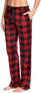 Ashford & Brooks Women's Plush Mink Fleece Pajama Sleep Pants - Red Buffalo Check - Large
