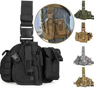 Tactical Drop Leg Holster,Universal Adjustable Military Army Tactical Pistol Gun Handgun Thigh Holster Platform Panel with MOLLE Pouches Hunting Bag (Black)