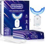 MySmile Non-Sensitive 10Pcs Teeth Whitening Strips Kit with Waterproof 28X LED Light 10-Min Fast Remove Coffee Wine Tobacco 20 Years of Stains Whitening Tooth Care Oral Safe for Enamel