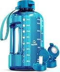 AQUAFIT 2l Water Bottle with Straw - Half Gallon Water Bottle - Motivational Gym Water Bottles 2l - 2 Liter Water Bottle Time Marker - Half Gallon Water Jug 64 oz - Large Water Bottle Teal