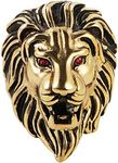 HZMAN Men's Vintage 316L Stainless Steel Lion Ruby Eyes Rings Heavy Metal Rock Punk Style Gothic Biker Ring Silver Gold Black 3 Colors (Gold, 9)