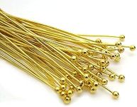 (50mm x 22g, Gold) - 200pc Gold Solid Brass Head Ball pins for Jewellery Making- Nickel Free Hypoallergenic- 50mm (2 inch), 22 Gauge