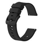 BISONSTRAP Silicone Watch Bands, Slim Watch Straps with Quick Release, 20mm, Black with Black Buckle