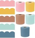 Carson Dellosa 325Ft Rolled Modern Boho Bulletin Board Border Set, 5 Pack Scalloped Border Trim, Brown, Yellow, Blue, Green and Pink Bulletin Board Borders for White Board, Cork Board, Classroom Décor