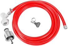 Dbgogo 5 Feet Ball Lock Disconnect Gas Tubing Line Stainless Steel Carbonation Cap Kit for Soda Beer PET Bottle CO2 Regulator Keg Tap with Stainless O.D 5/16'' Barb Brewing Hose Clamp Sealing Gasket