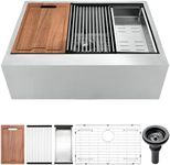 30 Farmhouse Kitchen Sink,VAWSS- 30 x 22 Inch Farmhouse Sink,Apron Front Ledge Workstation Sink Deep Single Bowl 16 Gauge T304 Stainless Steel Luxury Kitchen Farm Sink with Accessories