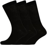 GM Apparel 6 Pairs Ladies Bamboo Diabetic Extra Wide - Non-Elasticated Socks with Hand Linked Toe – UK 4-8 (Black)