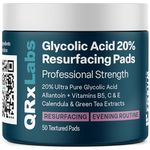 QRxLabs Glycolic Acid 20% Resurfacing Pads With Vitamins B5, C & E, Green Tea, Calendula, Allantoin - Exfoliates Surface Skin And Reduces Fine Lines And Wrinkles