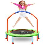 CLORIS Trampoline 38-inch Portable Rebounder Trampoline with Adjustable Foam Handle,Foldable Fitness Body Exercise for Indoor and Outdoor Play Max Load 220lbs