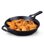 The Indus Valley Preseasoned Cast Iron Fry Pan/Skillet With Long Handle|Medium 26.2Cm/10.3Inch, 1.8Ltr, 2.3Kg|Induction Friendly|Nonstick Fry Pan, 100% Pure & Toxin Free, No Chemical Coating, Black