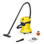 KARCHER Wd 3 V Wet & Dry Vacuum Cleaner, 23 kPa Suction Power, 17L Tank, 1000W Blower Function, Cartridge Filter & Fleece Filter Bag, for Home, Car & Furniture Cleaning, German Tech