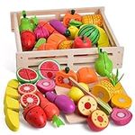 35 PCs Wooden Play Food for Kids Ki