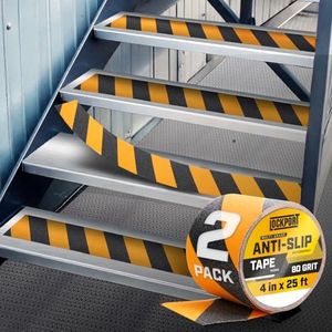 Lockport Anti Slip Traction Tape - Black & Yellow Grip Tape for Stairs 4” x 25ft for Roll | Stair Treads Non Slip Outdoor/Indoor Non Skid Tape - Warning Safety Stripe Tape for Ramps and Steps