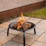 Garden Mile Fire Pit Portable heater for outdoors, Outdoor Log Burner Garden Heaters and Fire Pits For BBQ, Patio or Camping Stove Firepit Comes with Poker, Grate and Grill for BBQ (Round with Guard)