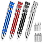 4 Pieces Pen Screwdriver, 8 in 1 Multitool Pocket Screwdriver Mini Screwdriver Set Handy Tool Magnetic Portable Screwdriver Crossing Flathead Screwdriver for Repairing Installing Hand Tool