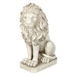 Design Toscano Mansfield Manor Lion Sentinel Animal Statue, 53.25 cm, Polyresin, Antique Stone