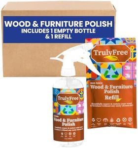 Truly Free Natural Wood Cleaner & Furniture Polish - Leather Cleaner, Vinyl, Furniture & Wood Polish, Helps Remove Water Stain, Unscented - Includes: 1 Refillable Empty 12oz Bottle & 1 Refill(3 fl oz)