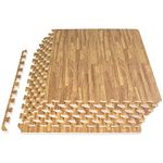 ProsourceFit Wood Grain Puzzle Mat 1/2-in, 6 EVA Foam Interlocking Floor Tiles (24SQ FT) for Secure Indoor Room Workout Flooring and Playmat, Light Oak