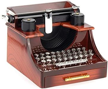 AUEAR, Vintage Typewriter Music Box with Drawer Clockwork for Home Office Decoration
