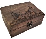 Engraved Kitty Cat Jewelry Box Beautiful Trinket Keepsake Box,Earrings Necklace Storage Box for Girls Women,Gift Idea Valentine's Day, Weddings, Animals Cat Lover Gifts Ornament for Home Décor