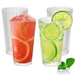 600ml Plastic Water Tumblers,Large Capacity Water Cups Acrylic Drinking Glasses Tumblers,20 Oz Unbreakable Picnic Drinkware,Stackable Glassware Cocktail Glasses for Home Beach Party 4 Pcs