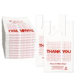 YoYoRain 1000PACK Thank you bags, T shirt bags, White Plastic Bags with handle, retail shopping bags, carry bags Merchandise Bags and Disposable Supermarket Bags 11''x6''x21''