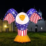 6 ft 4th of July Inflatable Decoration Patriotic American Inflatable Eagle with Built-in LED Light and Blower, Blow up Party Decor for Lawn Garden Independence Day Outdoor Indoor