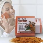 Turmeric Soap, Natural Turmeric Soap Bar, Handmade for all Skin Types, Removes Hyperpigmentation & Acne, Brightens Skin, Anti-aging Benefits, 100% Vegan, Organic and Cruelty Free, Face & Body, 100g