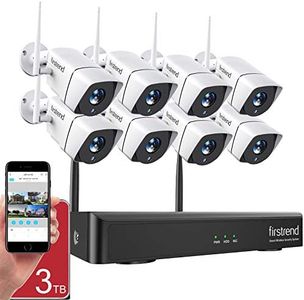 1080P Wireless Security Camera System, Firstrend 8CH Wireless NVR System with 8 pcs 1080P HD Security Camera and 3TB Hard Drive Pre-Installed,P2P Wireless Security System for Indoor and Outdoor Use