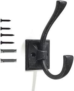khtumeware Vintage Wall Hooks,5 Pack Coat Hooks Hardware Towel Hooks for Hanging Coats Black Iron Robe Hooks Wall Mounted with Screws for Key, Towel, Bags, Cup.