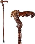 Hand Carved Wooden Walking Cane with Ergonomic Handle and Rubber Tip for Men and Women - Fashionable Unique Walking Stick for Seniors - 37 inch (Eagle)